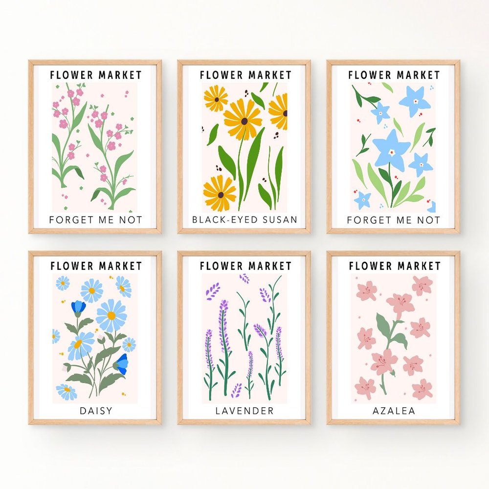 Flower Market Art Print Set of 6